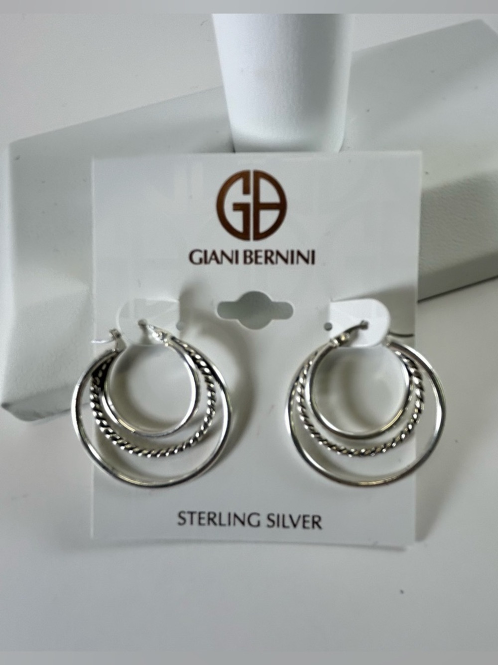 Giani Bernini Textured Triple Hoop Earrings Sterling Silver